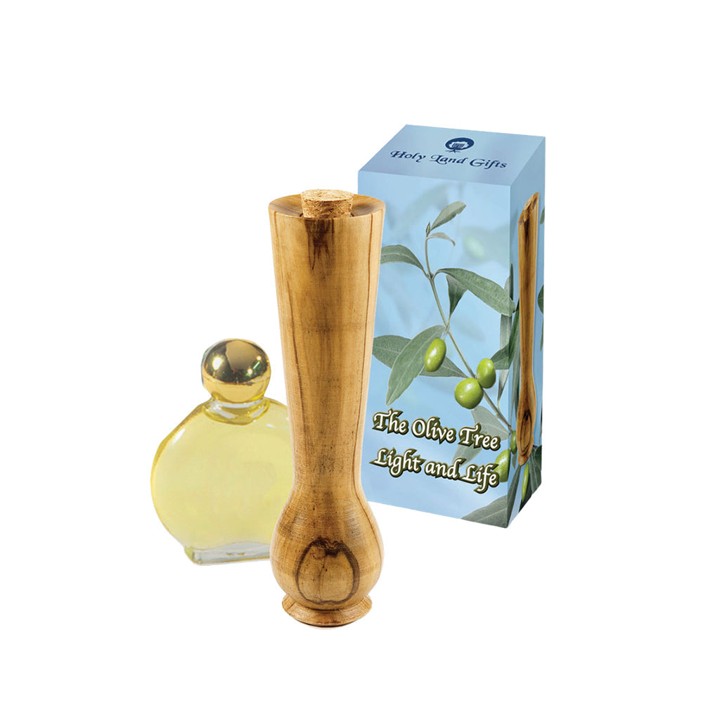 Refillable Olive Wood Bottle with Myrrh Frankincense Anointing Oil