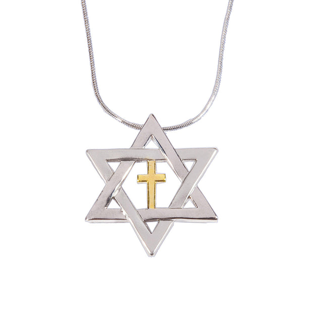 Star of David and Cross Necklace