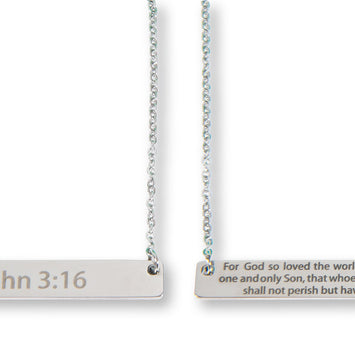 John 3:16 Silver Bar Necklace
