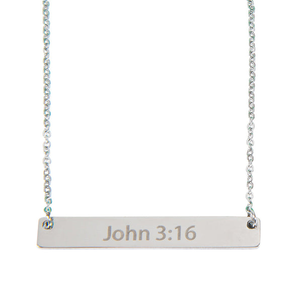 John 3:16 Silver Bar Necklace