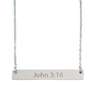 John 3:16 Silver Bar Necklace