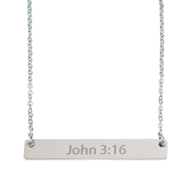 John 3:16 Silver Bar Necklace