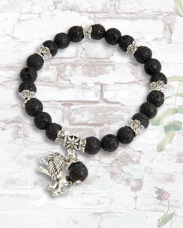 Lion of Judah Lava Bead Bracelet