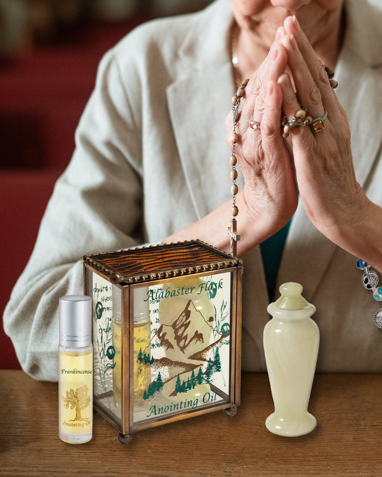 Alabaster Jar with Glass Box and Frankincense Anointing Oil