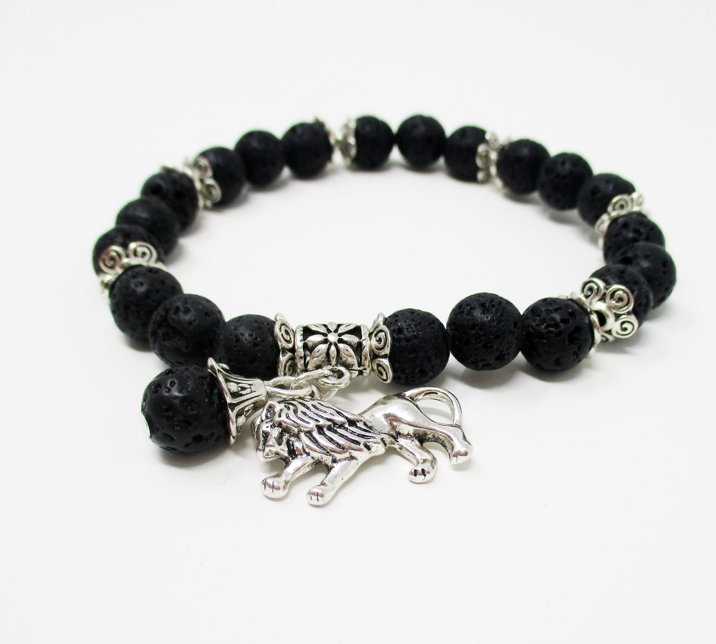 Lion of Judah Lava Bead Bracelet